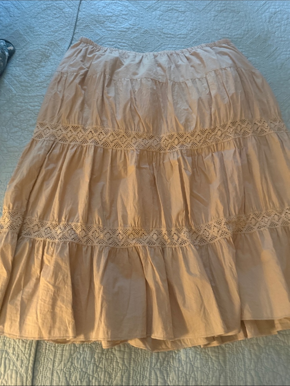 Women's Tiered Lace-Trim Skirt in Light Beige